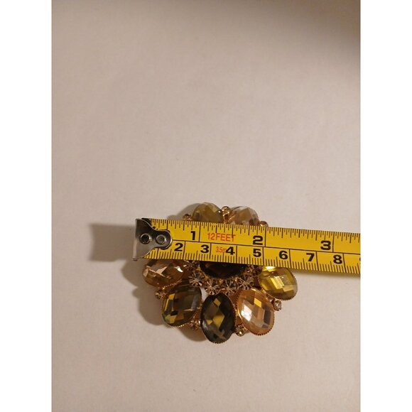 Vintage Gold Tone Flower Brooch Pin Multicolor - Picture 7 of 8